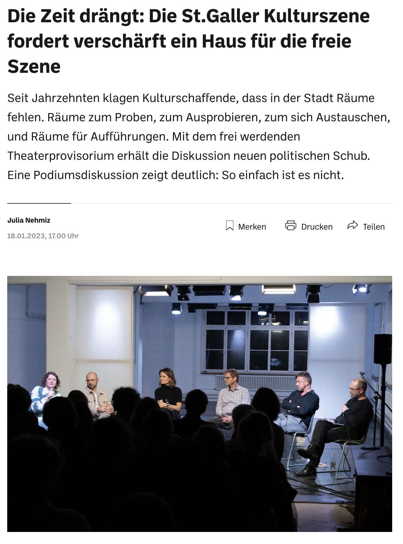 Die Zeit drängt: Die St.Galler Kulturszene fordert verschärft ein Haus für die freie Szene